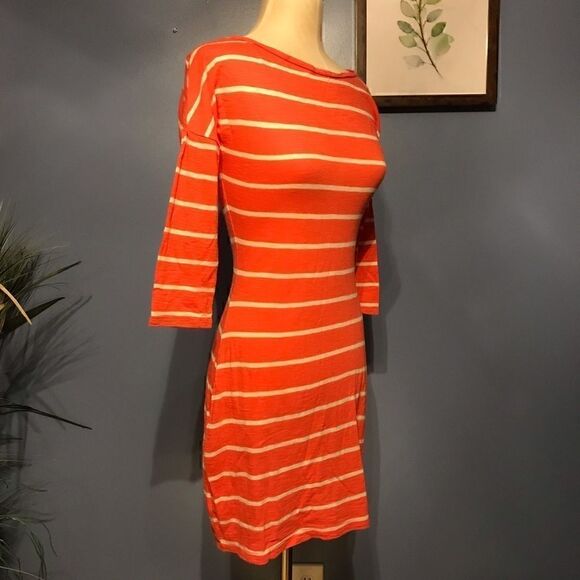 Express Coral & White Striped Half Sleeve Dress XS - Picture 8 of 11